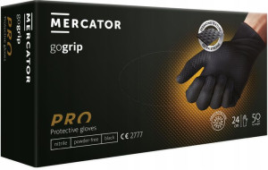 RĘKAWICE rękawiczki nitrylowe Mercator gogrip black XXL 50szt.