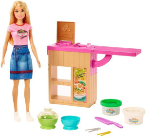 Barbie - Lalka + Zestaw Domowy Makaron - Ghk43