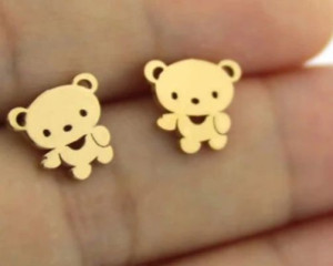 Kolczyki Rilakkuma Miś Złote Prezent