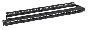 Patch Panel 24 porty 1U otwarty do modułów Keystone, czarny