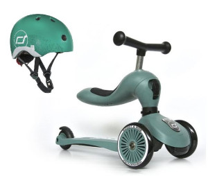SCOOTANDRIDE Zestaw hulajnoga Highwaykick 1 + kask XXS Forest Owl