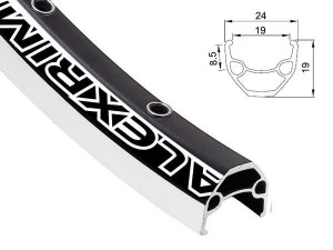 Obręcz mtb ALEXRIMS EN24 27.5"x32 otw. H.tarczowy kapslowana czarna (NEW)