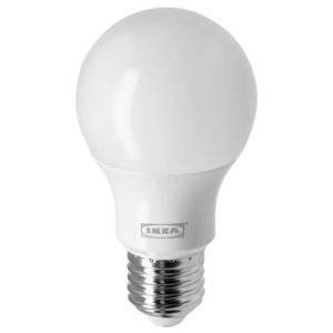 Żarówka led E27 470 lumenów IKEA kula biała ciepła