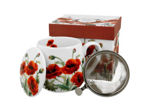Kubek baryłka z zaparzaczem 430 ml CLASSIC POPPIES