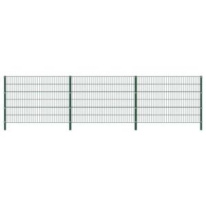 Panel ogrodzeniowy ze słupkami, żelazny, 5,1 x 1,2 m, zielony