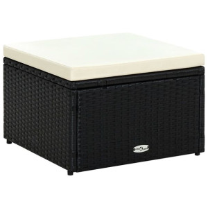 Puf 53 x 53 x 30 cm, polirattanowy, czarny