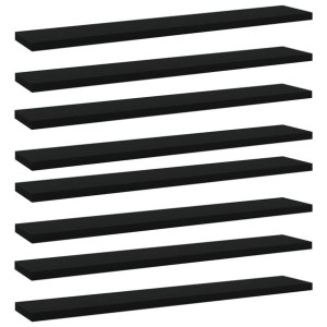 Półki na książki, 8 szt., czarne, 60x10x1,5 cm, płyta wiórowa