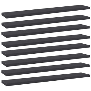 Półki na książki, 8 szt., szare, 60x10x1,5 cm, płyta wiórowa