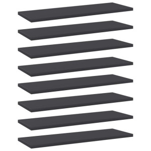Półki na książki, 8 szt., szare, 60x20x1,5 cm, płyta wiórowa