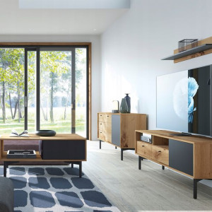 Zestaw Mebli Do Salonu LOFT 1 Drewno Czerń Salon