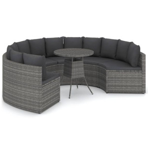7-częściowa sofa do ogrodu, z poduszkami, polirattan, szara