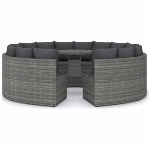 9-częściowa sofa do ogrodu, z poduszkami, polirattan, szara