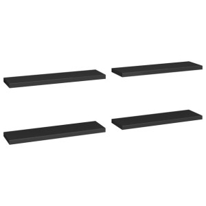 Półki ścienne, 4 szt., czarne, 90x23,5x3,8 cm, MDF