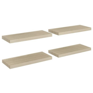 Półki ścienne, 4 szt., kolor dębowy, 60x23,5x3,8 cm, MDF
