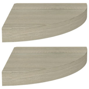 Narożne półki ścienne, 2 szt., kolor dębowy, 25x25x3,8 cm, MDF