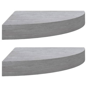 Narożne półki ścienne, 2 szt., szarość betonu, 35x35x3,8 cm MDF