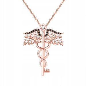 GNOCE - Naszyjnik „Key with Flying Angel Wings”