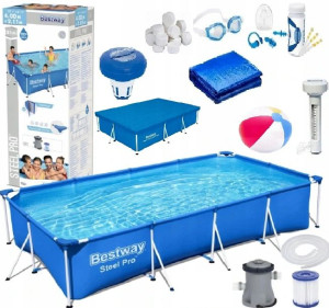 Basen ogrodowy stelażowy 400 x 211 x 81 cm 15w1 Bestway 56405