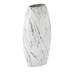 Nowoczesny wazon ceramiczny SANA 19X12X35 biały + srebrny