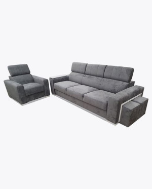 ZESTAW SOFA - funkcja spania - pufy + FOTEL SOFTI