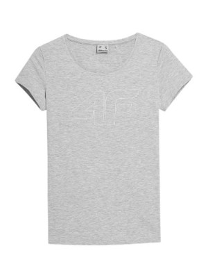 T-shirt damski 4F z nadrukiem H4L22 TSD353 szary