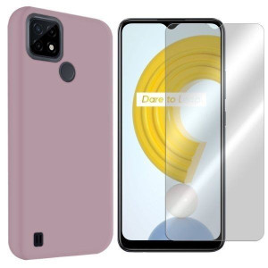 Etui Do Realme C21 Pokrowiec Tył Velvet + Szkło 9h