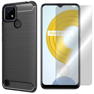Etui Do Realme C21 Pokrowiec Case Karbon +szkło 9h