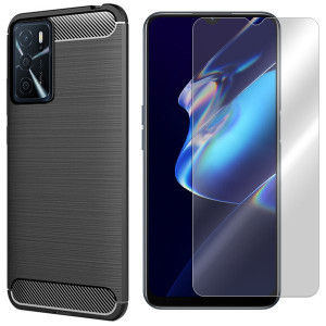 Etui Do Oppo A54s Pokrowiec Obudowa Karbon + Szkło