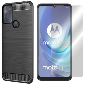 Etui Do Motorola Moto G50 Pokrowiec Karbon + Szkło