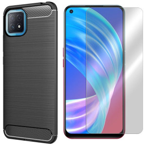 Etui Do Oppo A72 5g Pokrowiec Case Karbon + Szkło