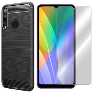 Etui Do Huawei Y6p Obudowa Pokrowiec Karbon +szkło