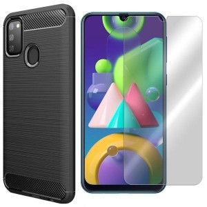 Etui Do Samsung Galaxy M21 Sm-m215 Karbon + Szkło