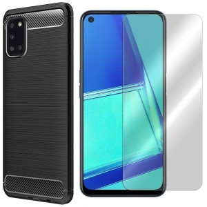 Etui Do Oppo A52 Case Pokrowiec Karbon + Szkło 9h