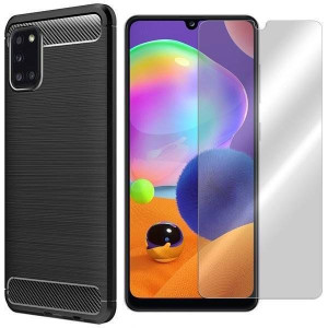 Etui Do Samsung Galaxy A31 Sm-a315 Karbon + Szkło