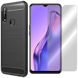 Etui Do Oppo A31 Case Pokrowiec Karbon + Szkło 9h