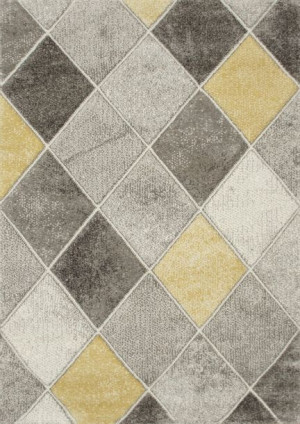 Dywan Diamond karo romby szary / żółty 80x150