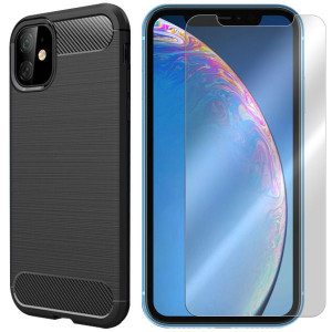 Etui Do Iphone 11 Pokrowiec Obudowa Karbon + Szkło