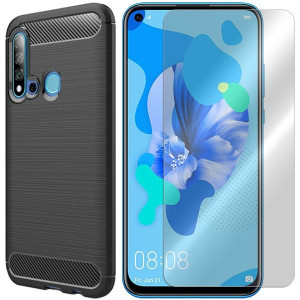 Etui Do Huawei P20 Lite 2019 Case Karbon +szkło 9h