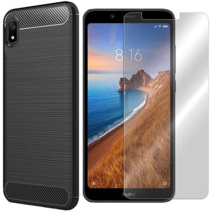 Etui Do Xiaomi Redmi 7a Pokrowiec Karbon +szkło 9h