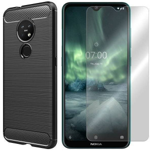 Etui Do Nokia 6.2 Case Pokrowiec Karbon + Szkło 9h