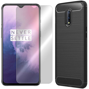 Etui Do Oneplus 7 Case Pokrowiec Karbon + Szkło 9h