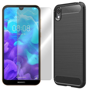 Etui Do Huawei Honor 8s Pokrowiec Karbon +szkło 9h