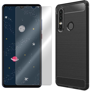 Etui Do Huawei P30 Lite Pokrowiec Karbon +szkło 9h