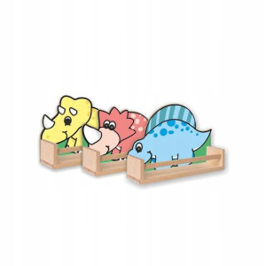 Półka drewniana DINO DINOZAURY ZESTAW 3 SZT