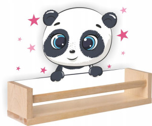 Półka drewniana na książki zabawki panda gwiazdki