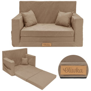 Kanapa rozkładana Mini SOFA dla dzieci IMIĘ GRAWER beżowa