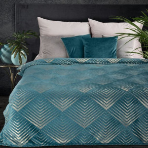 Koc Victoria2 150x200 Turk+złot 150 X 200 Cm Turkusowy
