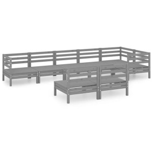 8-cz. zestaw mebli wypoczynkowych do ogrodu, szary, sosnowy