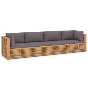 4-os. sofa ogrodowa z poduszkami, lite drewno tekowe