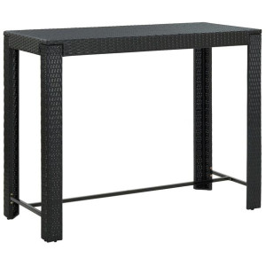 Ogrodowy stolik barowy, czarny, 140,5x60,5x110,5 cm, rattan PE